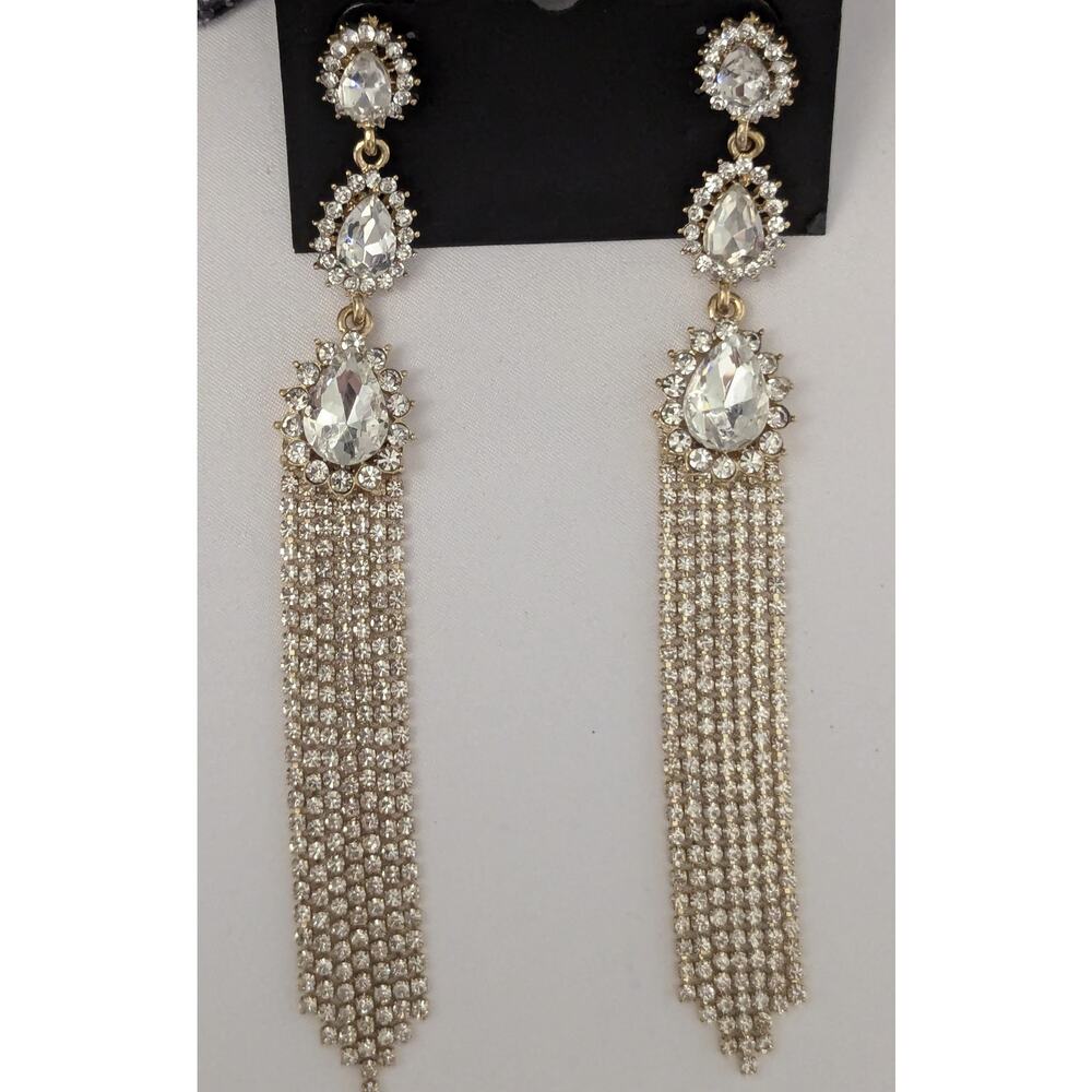 nOir Rhinestone Tassel Earrings - Picture 3 of 5